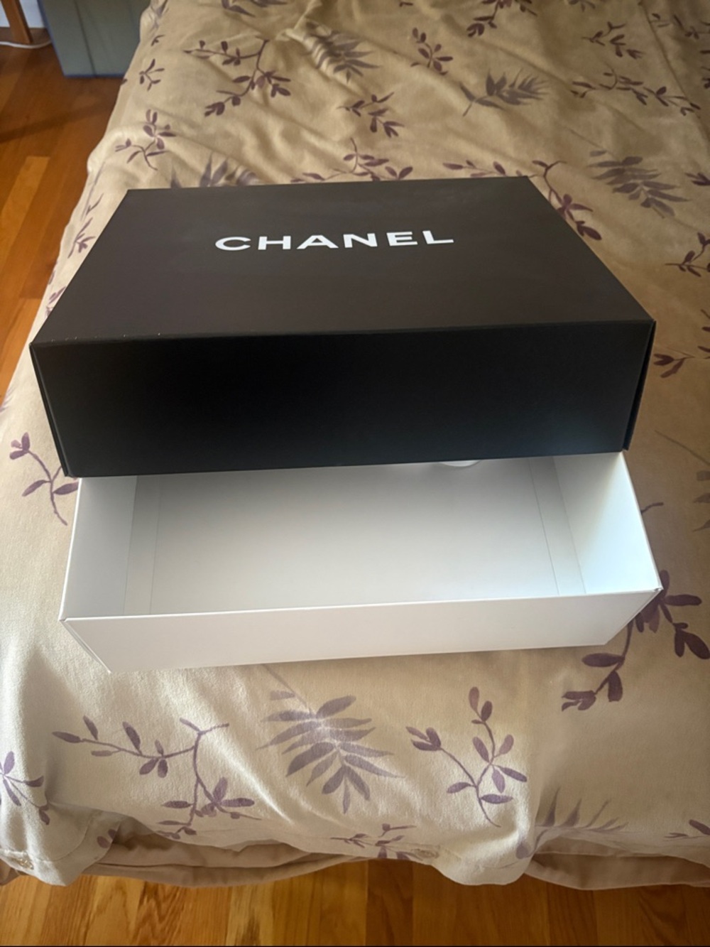 CHANEL Black and White Signature Gift Box with Ribbon